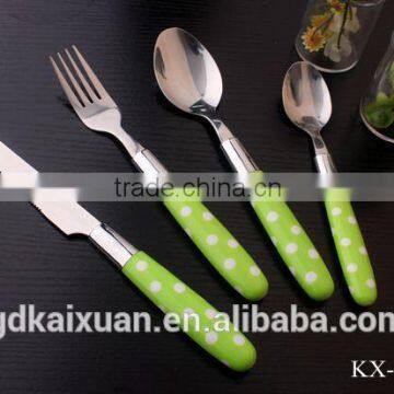 Polka Dot Design Pplastic Handle Stainless Steel Cutlery Set