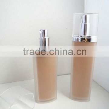 flat square plastic lotion bottle with PMMA material