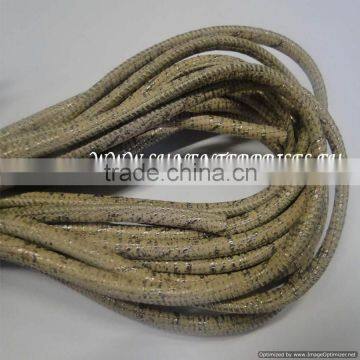 Round Leather Cords - Round nappa leather 4mm snake style beige antique