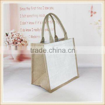 Jute Bag White Color Front and Back,nature With Side,linen Fabric Inner photo-3