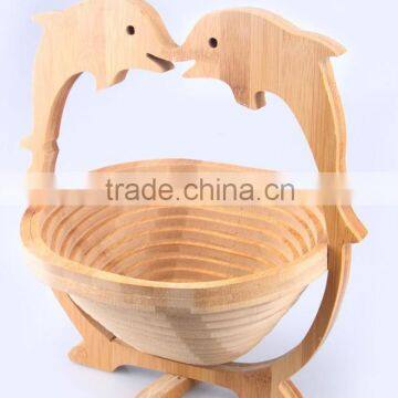 Woven Food Bread Storage Bamboo Wood Folding Fruit Picking Basket photo-6