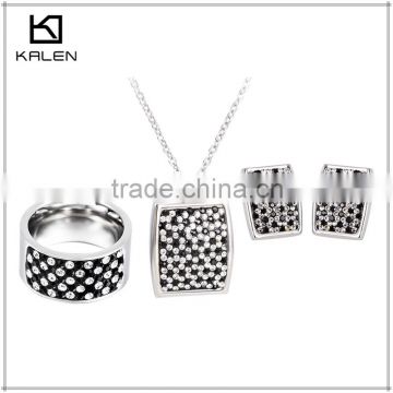 guangzhou fashion black and white fake diamond stainless steel Jewelry