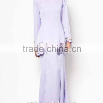 Light Purple Black Scarf White Lace Elegant Women Muslim Dress photo-6