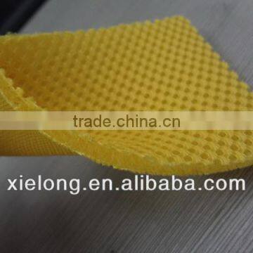 Yellow sandwich air space honeycomb mesh fabric