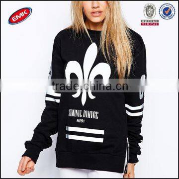 80 cotton 20 polyester hoodies with Reflective Varsity print front for women