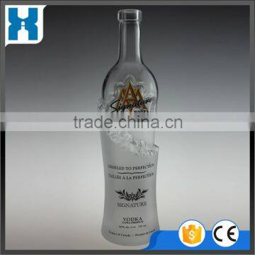 ENGRAVED FROSTED SMIRNOFF GLASS VODKA BOTTLE 750ML