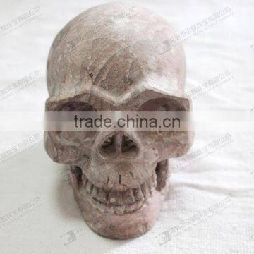 Stone skull carved,natural carved stone skull