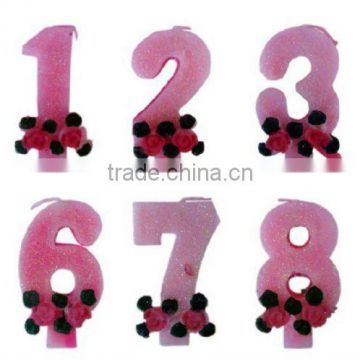 Wholesale Pink Glitter Number Candle, available in 1 2 3 4 5 6 7 8 9 0 Kids Birthday Partyware Party Supplies