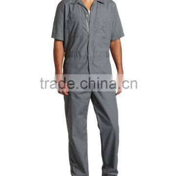 OEM 65% polyester 35% cotton poplin Large back pockets Men's Short Sleeve grey Coverall