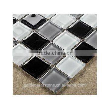 Cheap Black, White and Grey crystal glass mosaic tile with good quality