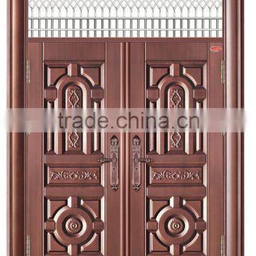 exterirsecuity double steel door , steel door with cooper color for exterior door