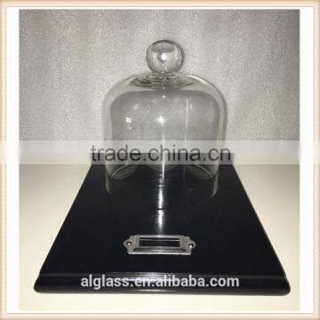 glass bell dome ornaments with wood base