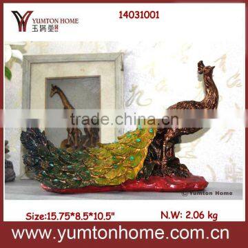 Craft Supplier polyresin golden peacock animals figurines