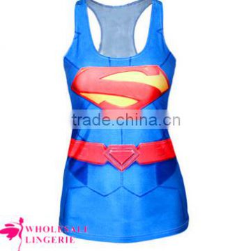 Hot summer style underwaist digital print superman tank top for women