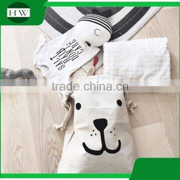 Baby Kids Children Cotton Canvas Toy Storage Bag Bear Pattern Canvas Laundry Sack Bag photo-2