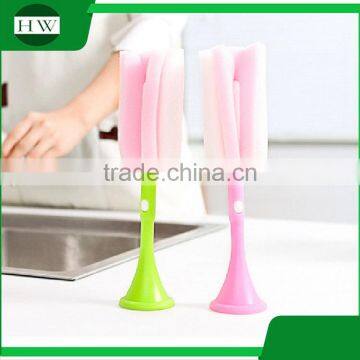 Kitchen Plastic Removable Detachable Foldable Stand Sponge Long Handle Hanging Water Cup Bottle Clean Cleaning Brush photo-3