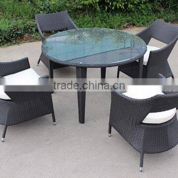 Upscale Outdoor Rattan Furniture Dining Round Table Set photo-2