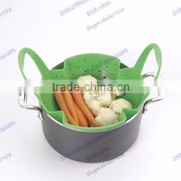 Hot sell Collapsible silicone cooking steamer basket and Multifunctional Storage basket