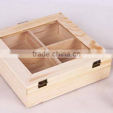 Recycled Wooden Tea Storage Box With Clear Glass Lid photo-5
