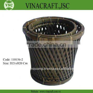 Bamboo waste basket set of two