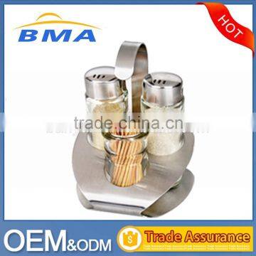 Stainless Steel 430 Stand salt/pepper Bottle Set of Condiment Holder