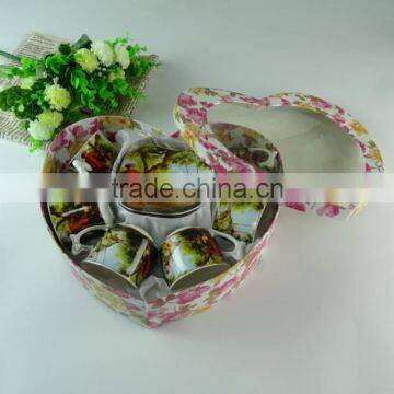 Stock Porcelain Tea Set With Decal Printed, Tea Pot And Six Cups Six Saucers, Ceramic Coffee Set photo-2