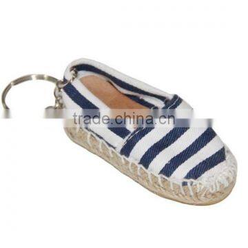 Promotional Cute stripe canvas 3D mini shoe keychain