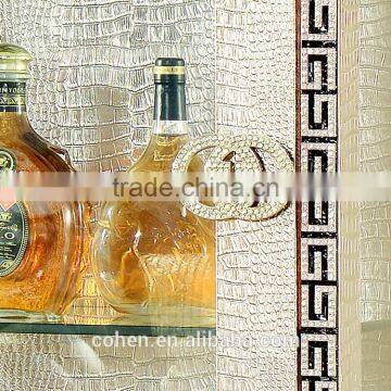 Foshan Wholesale Price Golden Tempered Glass Stainless Steel Wine Display Cabinet photo-3