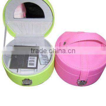 Small Portable Travel Mirrored Handle Jewelry Box With Lock