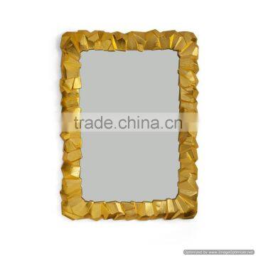 gold plated rock design wall fancy mirror