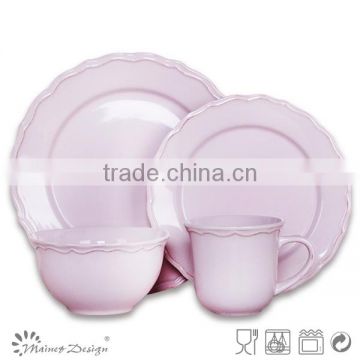 Ceramic 4person 16pcs two-tone glaze dinner set