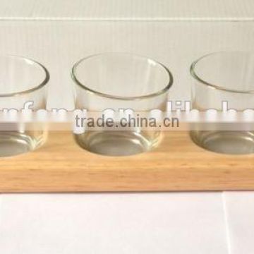 wooden beer paddle with glass cup, paddle, beer flight, glass cup tray