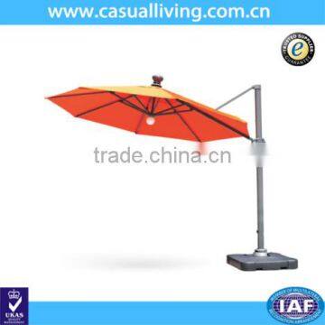 Outdoor aluminum frame sun garden patio umbrella with umbrella light