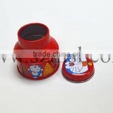 Hot sale candy tin can,cute Doraemon tin cans for kids