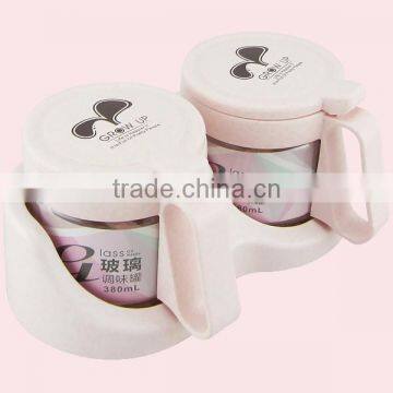 Glass Kitchen Seasoning Box Condiment Dispenser Set With Spoons photo-3