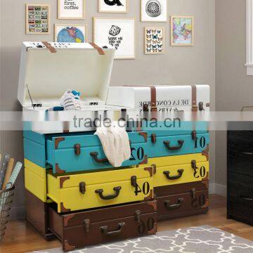 Art Furniture Chest Of 8 Drawers, Suite Case Shaping Front Side Multi Color