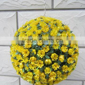 Decorative Artificial Flower Ball 30CM Yellow Rose Ball