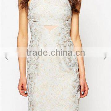 Clothing/women Dress/People Peekaboo Dress In Damask Jacquard photo-5