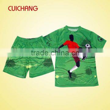 wholesale heat transfer/silk screen print polyester/cotton custom design football /Soccer team wear ZQF-070