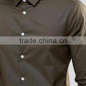 High Quality Custom New Design Spring Style Spread Collar Long Sleeve Mens 97% Cotton 3% Elastane Skinny Fit Casual Dress Shirts photo-3