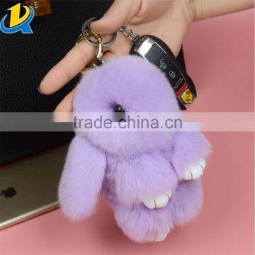 2016 new style 18 cm colorful real rabbit pendant keychain for handbag