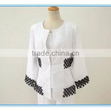 Wholesale Linen Suits 3 Pieces Pants Suits Woman Church Suits With Embroidery Cutwork Design photo-2