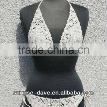 Wholesale thin sexy girl's crochet cotton bikini