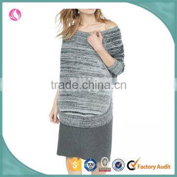 Wholesale custom women clothes manufacturer circle hem melange tunic sweater