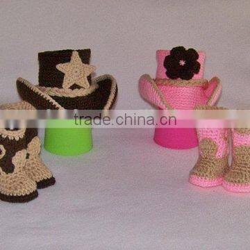 Wholesale Hot Sale Kids Cowboy Clothes Set Crochet Handmade Hats Clothing For Baby photo-6