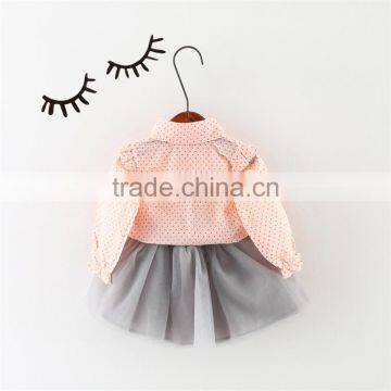 Boutique Princess Clothes Set Spring Baby Long Sleeve Shirt Gray Skirt Children Girl Wear 2017 photo-3