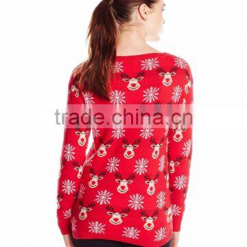 Women Red Sweater Snowflake Pattern Christmas Sweater Wholesaler photo-2
