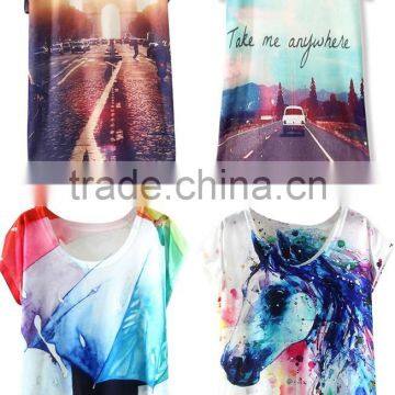 hot sale sublimation ladies t-shirt print design, summer ladies top t shirt