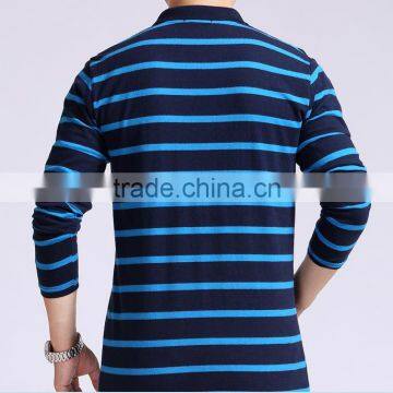 OEM Custom 100% Cotton Long Sleeve Mens Striped Polo Shirts photo-2