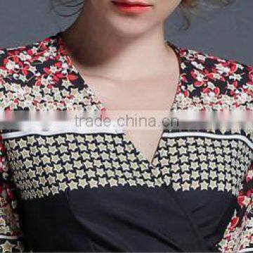 Chiffon Printed Shivering Red One-piece Dress New Fashion Ladies Dress photo-3